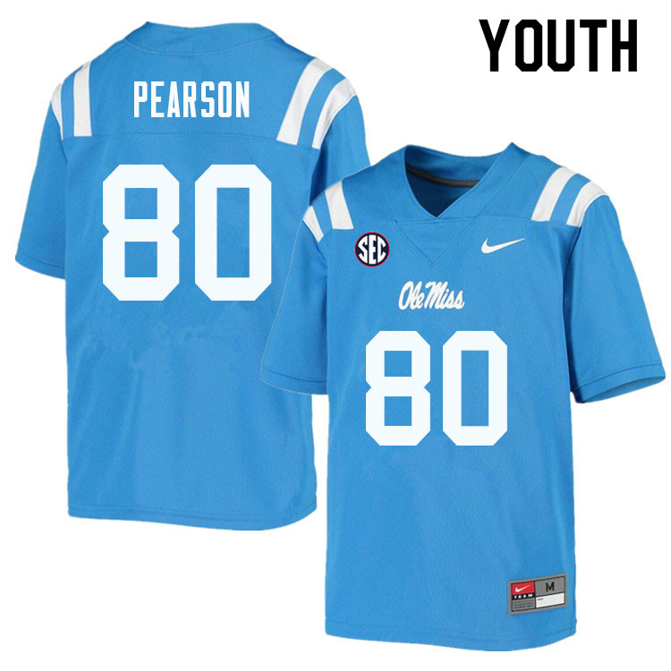 Youth #80 Jahcour Pearson Ole Miss Rebels College Football Jerseys Sale-Powder Blue